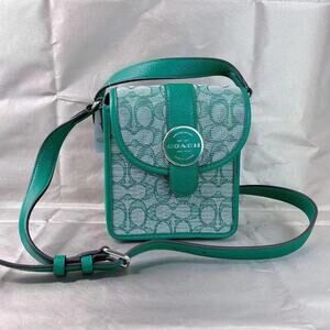 Coach C8321 North/South Lonnie Crossbody In Signature Jacquard In Green Signatur